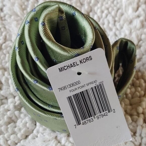 Michael Kors Designer On Trend geometric NWT tie Blue Green Prepster Y2K - Picture 1 of 3